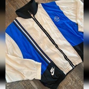 Nike - White, Blue and Black Basketball Windbreaker 1990s